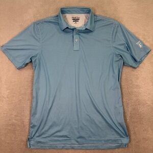 Straight Down Mens Medium Golf Polo Shirt Blue Stripe Performance Gleneagles EUC